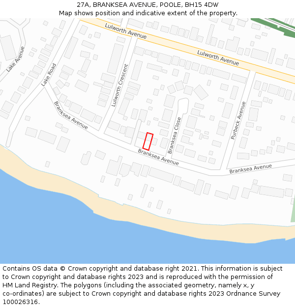 27A, BRANKSEA AVENUE, POOLE, BH15 4DW: Location map and indicative extent of plot