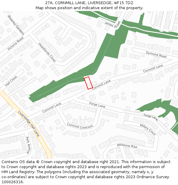 27A, CORNMILL LANE, LIVERSEDGE, WF15 7DZ: Location map and indicative extent of plot