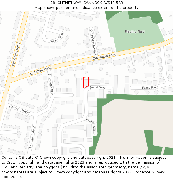 28, CHENET WAY, CANNOCK, WS11 5RR: Location map and indicative extent of plot