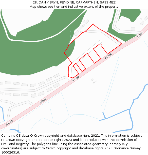 28, DAN Y BRYN, PENDINE, CARMARTHEN, SA33 4EZ: Location map and indicative extent of plot