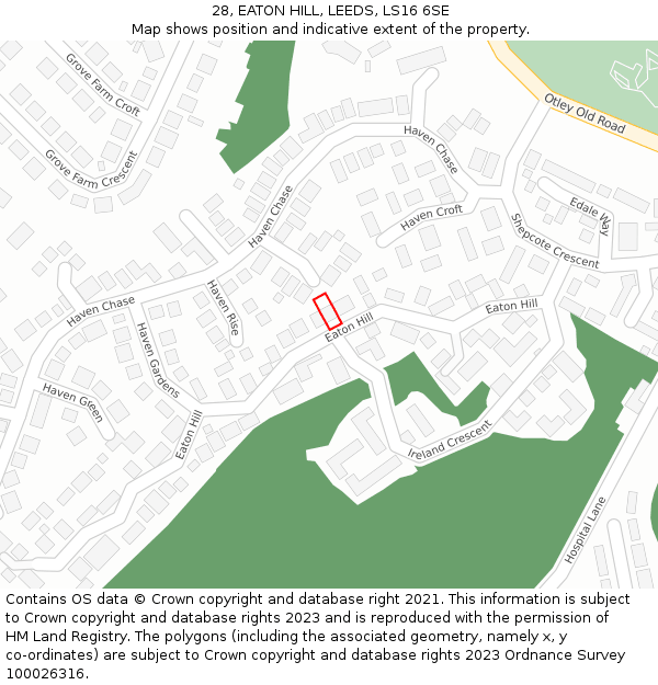 28, EATON HILL, LEEDS, LS16 6SE: Location map and indicative extent of plot