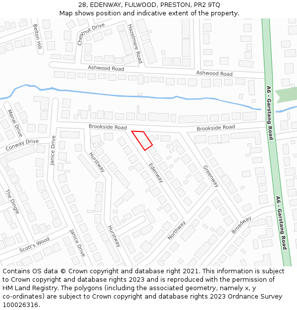 28, EDENWAY, FULWOOD, PRESTON, PR2 9TQ: Location map and indicative extent of plot