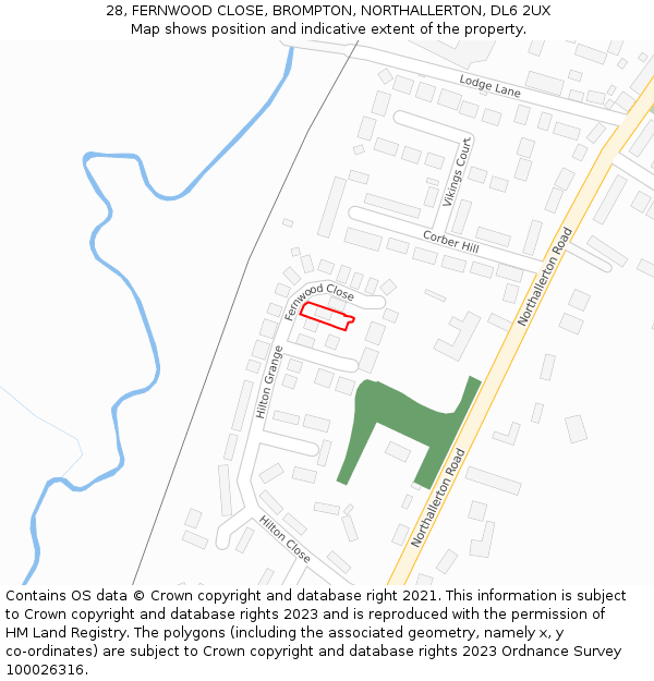 28, FERNWOOD CLOSE, BROMPTON, NORTHALLERTON, DL6 2UX: Location map and indicative extent of plot