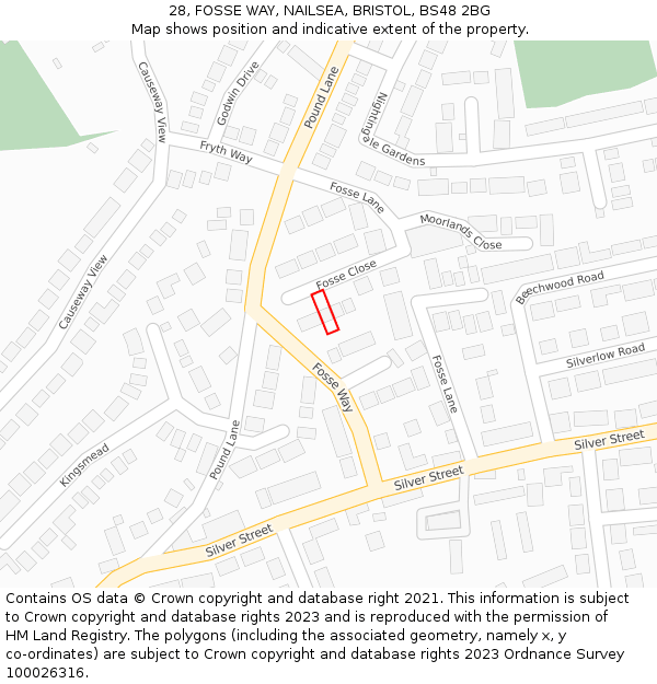 28, FOSSE WAY, NAILSEA, BRISTOL, BS48 2BG: Location map and indicative extent of plot