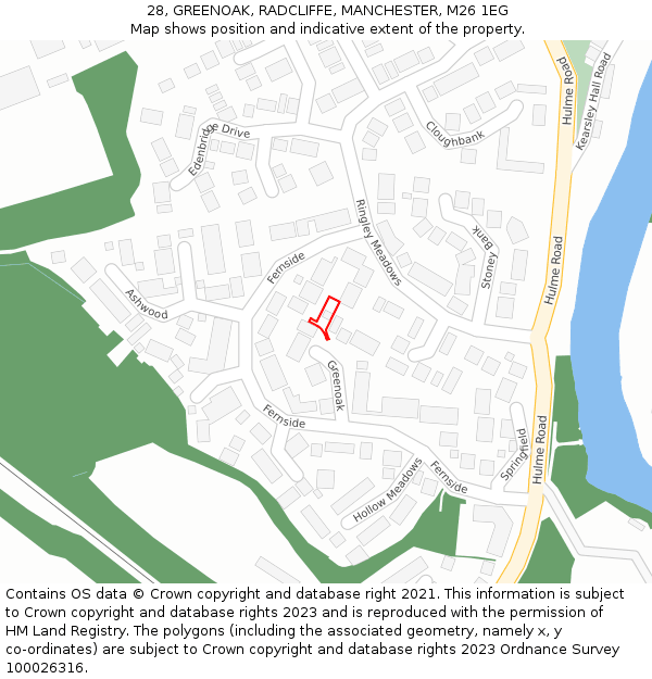 28, GREENOAK, RADCLIFFE, MANCHESTER, M26 1EG: Location map and indicative extent of plot