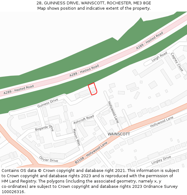 28, GUINNESS DRIVE, WAINSCOTT, ROCHESTER, ME3 8GE: Location map and indicative extent of plot