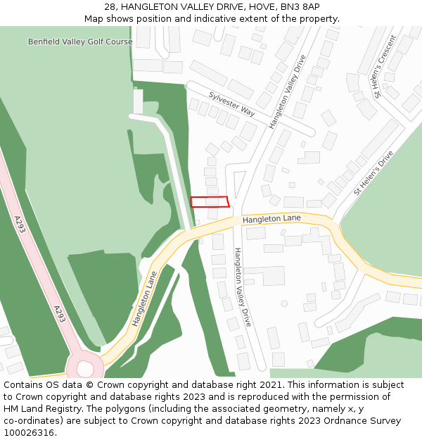 28, HANGLETON VALLEY DRIVE, HOVE, BN3 8AP: Location map and indicative extent of plot