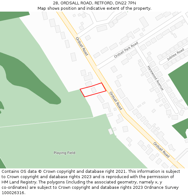 28, ORDSALL ROAD, RETFORD, DN22 7PN: Location map and indicative extent of plot