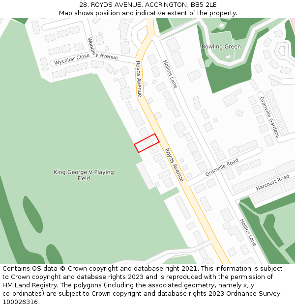 28, ROYDS AVENUE, ACCRINGTON, BB5 2LE: Location map and indicative extent of plot