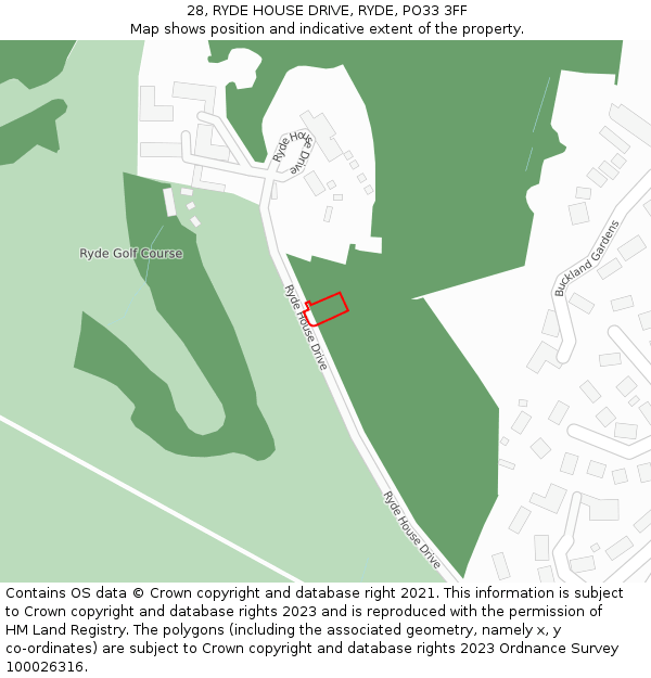 28, RYDE HOUSE DRIVE, RYDE, PO33 3FF: Location map and indicative extent of plot