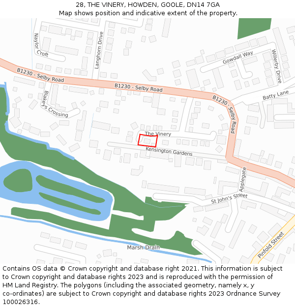 28, THE VINERY, HOWDEN, GOOLE, DN14 7GA: Location map and indicative extent of plot