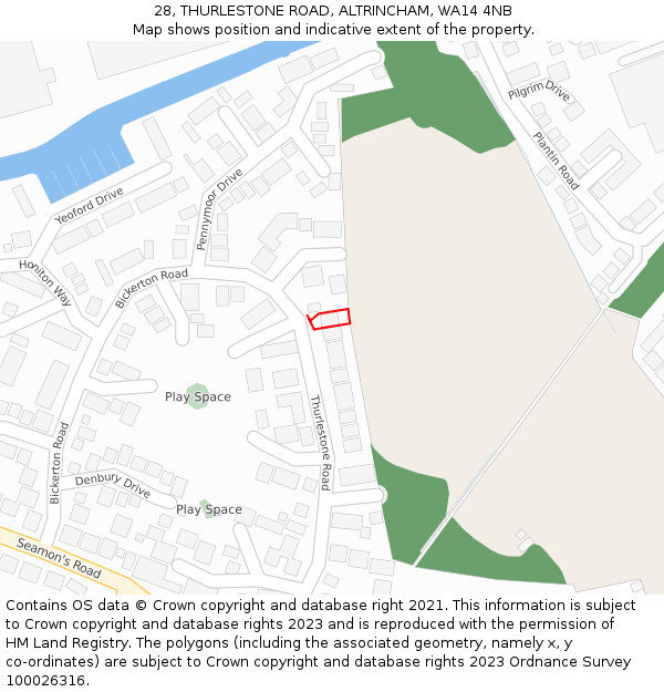 28, THURLESTONE ROAD, ALTRINCHAM, WA14 4NB: Location map and indicative extent of plot