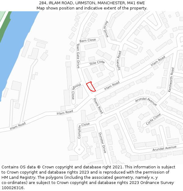 284, IRLAM ROAD, URMSTON, MANCHESTER, M41 6WE: Location map and indicative extent of plot