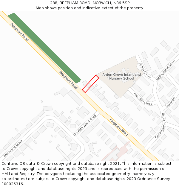 288, REEPHAM ROAD, NORWICH, NR6 5SP: Location map and indicative extent of plot