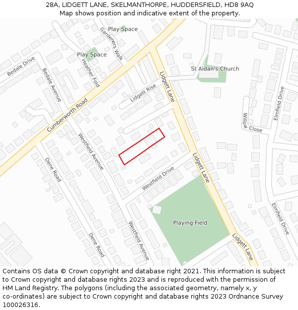 28A, LIDGETT LANE, SKELMANTHORPE, HUDDERSFIELD, HD8 9AQ: Location map and indicative extent of plot