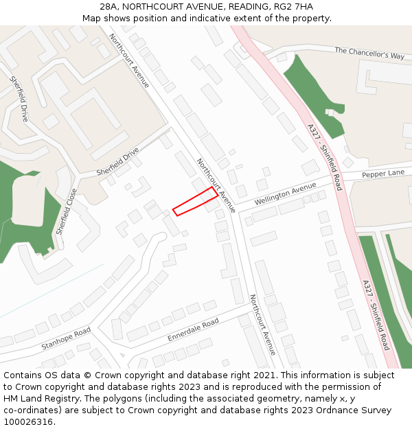 28A, NORTHCOURT AVENUE, READING, RG2 7HA: Location map and indicative extent of plot