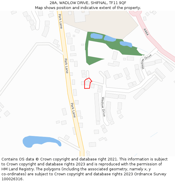 28A, WADLOW DRIVE, SHIFNAL, TF11 9QF: Location map and indicative extent of plot