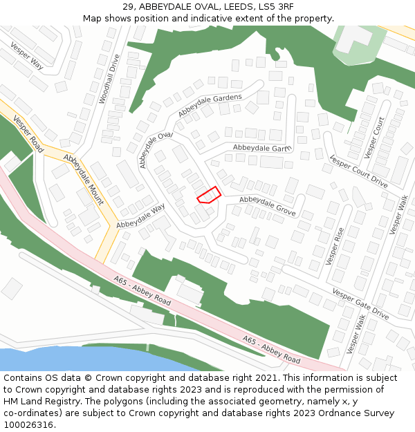 29, ABBEYDALE OVAL, LEEDS, LS5 3RF: Location map and indicative extent of plot