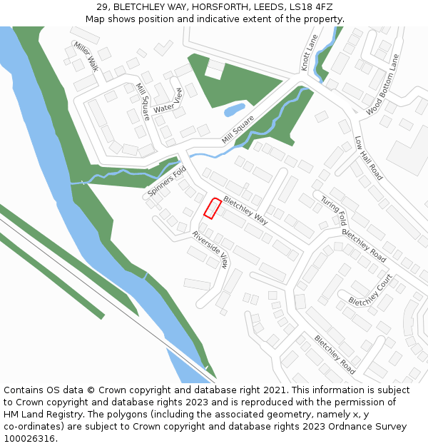 29, BLETCHLEY WAY, HORSFORTH, LEEDS, LS18 4FZ: Location map and indicative extent of plot