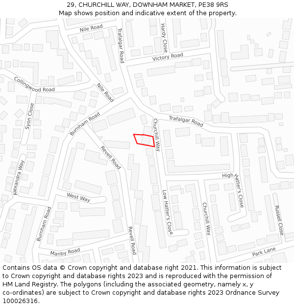 29, CHURCHILL WAY, DOWNHAM MARKET, PE38 9RS: Location map and indicative extent of plot