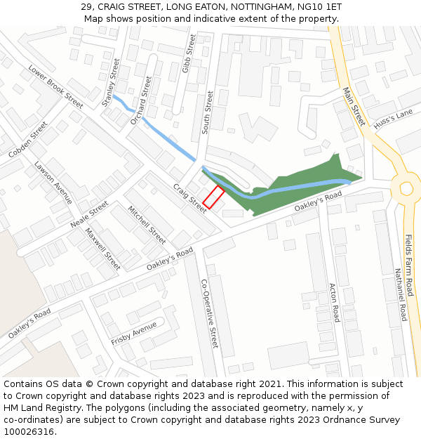 29, CRAIG STREET, LONG EATON, NOTTINGHAM, NG10 1ET: Location map and indicative extent of plot