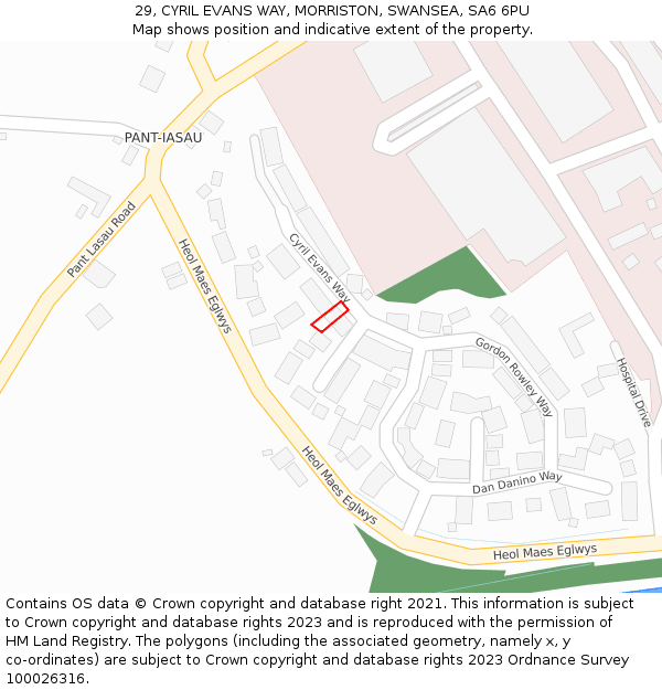 29, CYRIL EVANS WAY, MORRISTON, SWANSEA, SA6 6PU: Location map and indicative extent of plot