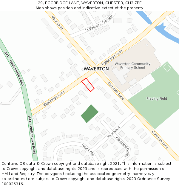 29, EGGBRIDGE LANE, WAVERTON, CHESTER, CH3 7PE: Location map and indicative extent of plot