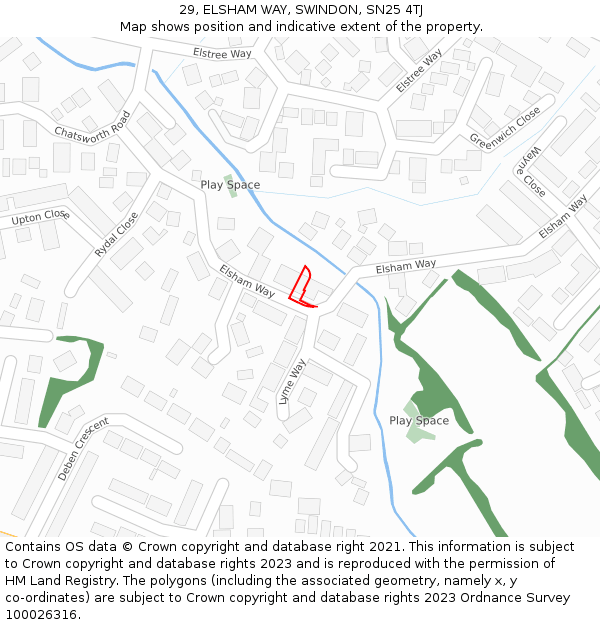 29, ELSHAM WAY, SWINDON, SN25 4TJ: Location map and indicative extent of plot