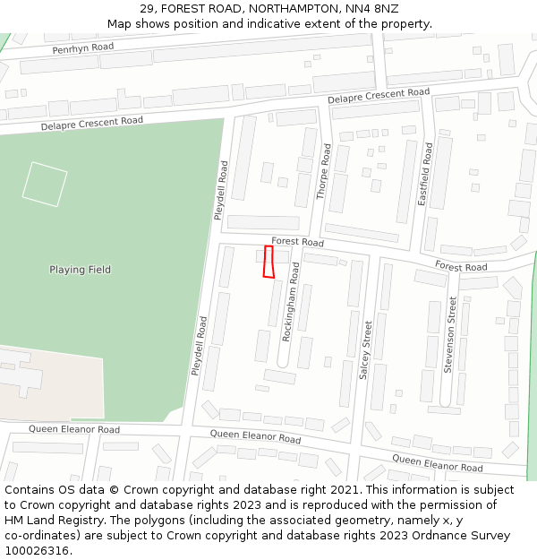 29, FOREST ROAD, NORTHAMPTON, NN4 8NZ: Location map and indicative extent of plot