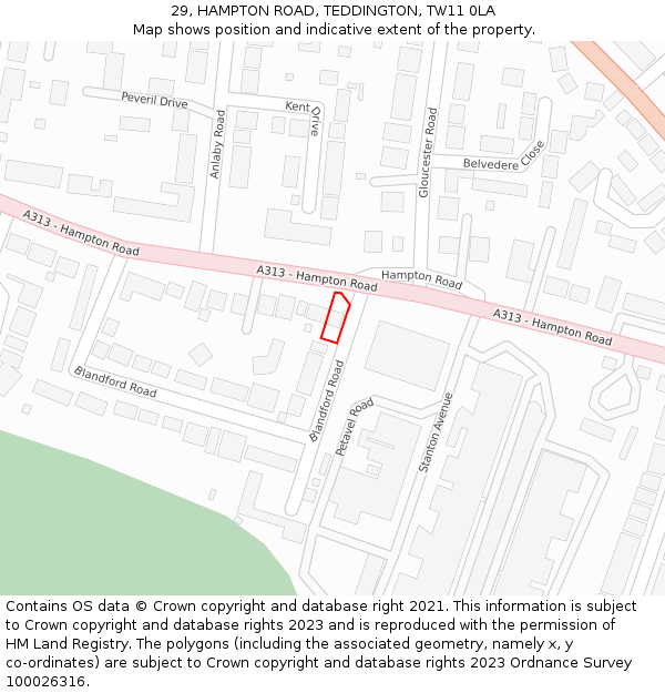 29, HAMPTON ROAD, TEDDINGTON, TW11 0LA: Location map and indicative extent of plot