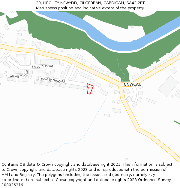29, HEOL TY NEWYDD, CILGERRAN, CARDIGAN, SA43 2RT: Location map and indicative extent of plot