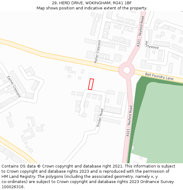 29, HERD DRIVE, WOKINGHAM, RG41 1BF: Location map and indicative extent of plot