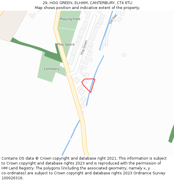 29, HOG GREEN, ELHAM, CANTERBURY, CT4 6TU: Location map and indicative extent of plot