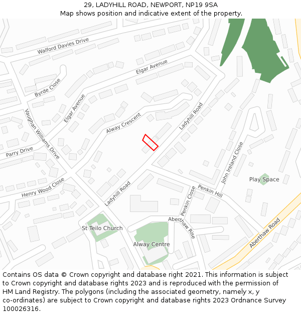 29, LADYHILL ROAD, NEWPORT, NP19 9SA: Location map and indicative extent of plot