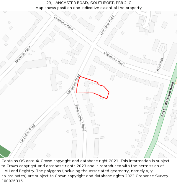 29, LANCASTER ROAD, SOUTHPORT, PR8 2LG: Location map and indicative extent of plot