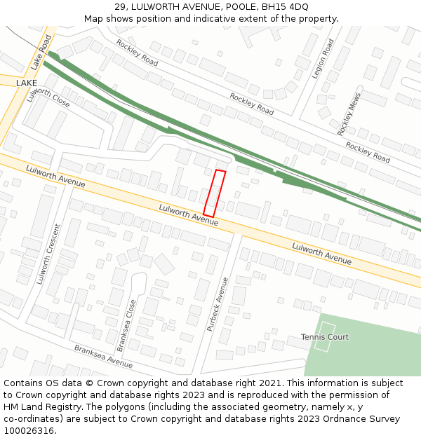 29, LULWORTH AVENUE, POOLE, BH15 4DQ: Location map and indicative extent of plot