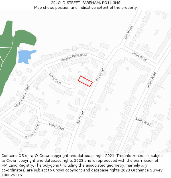 29, OLD STREET, FAREHAM, PO14 3HS: Location map and indicative extent of plot