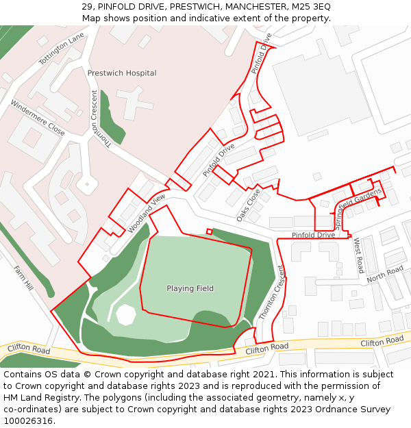 29, PINFOLD DRIVE, PRESTWICH, MANCHESTER, M25 3EQ: Location map and indicative extent of plot