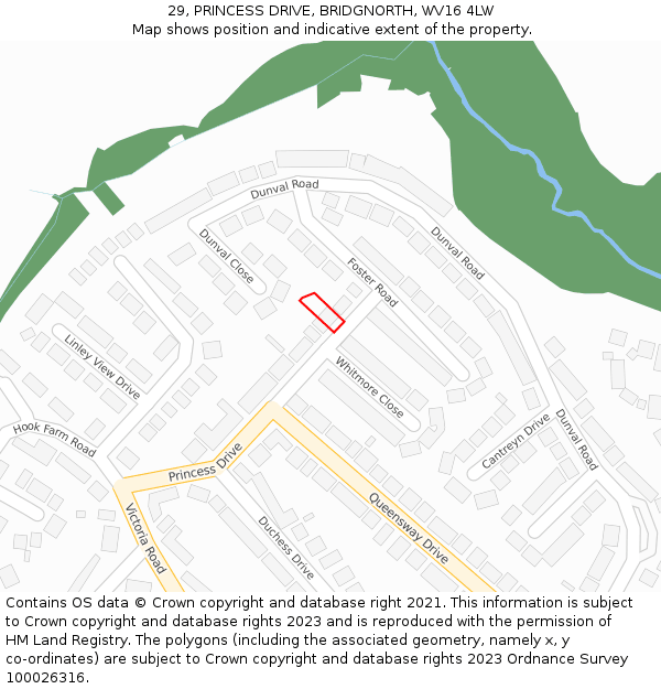 29, PRINCESS DRIVE, BRIDGNORTH, WV16 4LW: Location map and indicative extent of plot