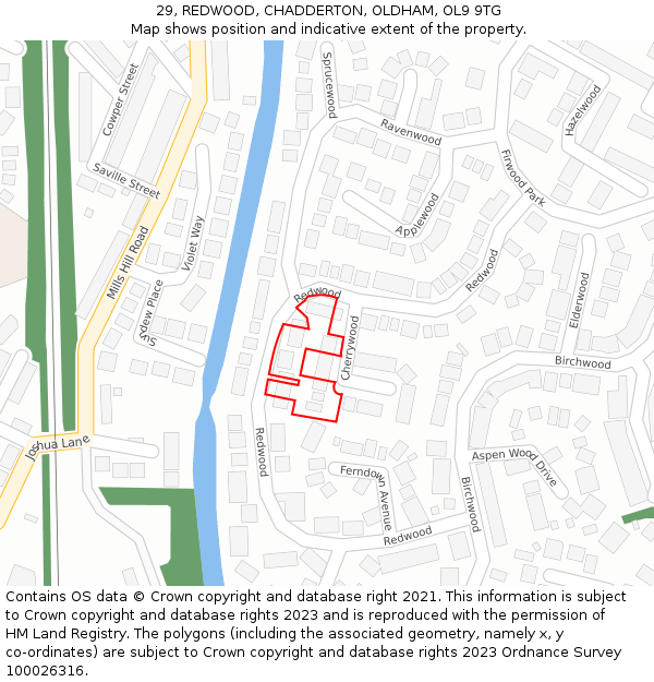 29, REDWOOD, CHADDERTON, OLDHAM, OL9 9TG: Location map and indicative extent of plot