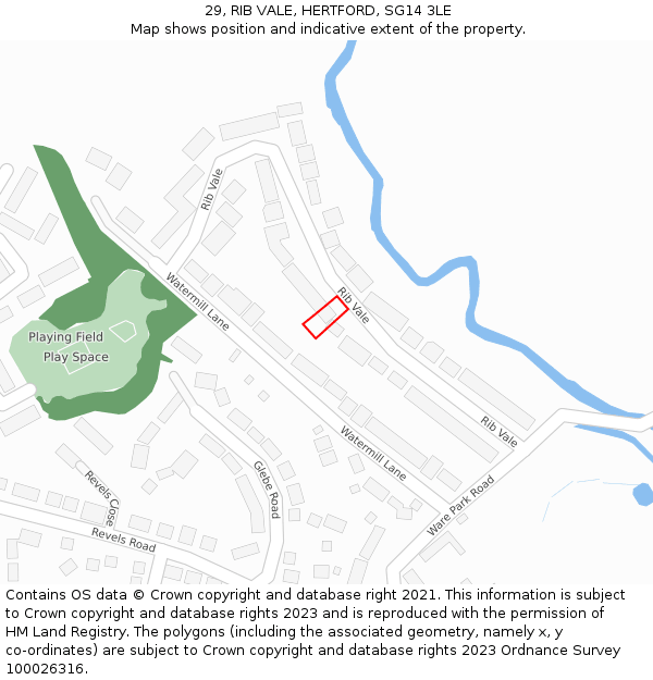 29, RIB VALE, HERTFORD, SG14 3LE: Location map and indicative extent of plot