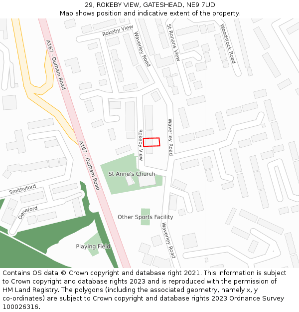 29, ROKEBY VIEW, GATESHEAD, NE9 7UD: Location map and indicative extent of plot