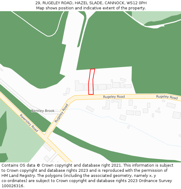 29, RUGELEY ROAD, HAZEL SLADE, CANNOCK, WS12 0PH: Location map and indicative extent of plot