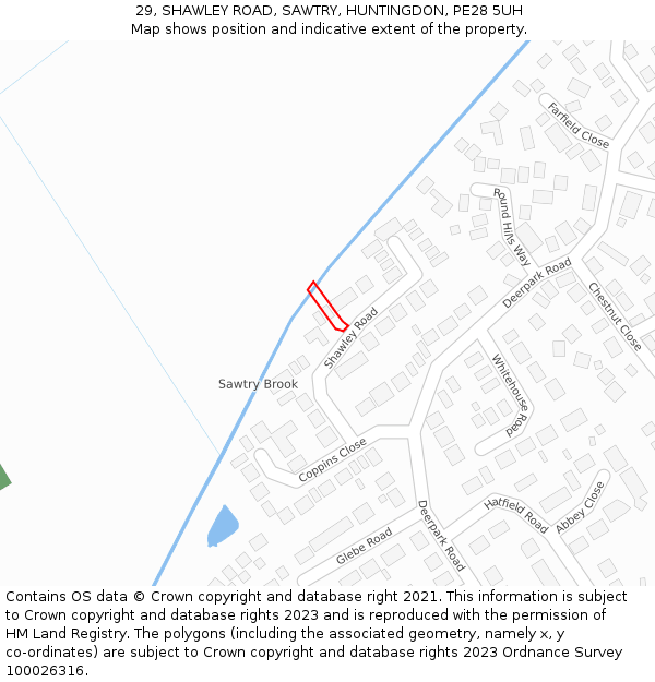 29, SHAWLEY ROAD, SAWTRY, HUNTINGDON, PE28 5UH: Location map and indicative extent of plot