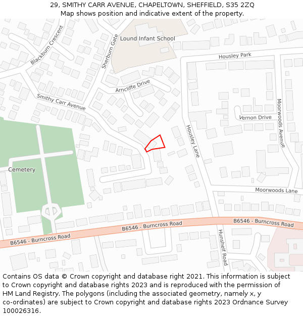 29, SMITHY CARR AVENUE, CHAPELTOWN, SHEFFIELD, S35 2ZQ: Location map and indicative extent of plot