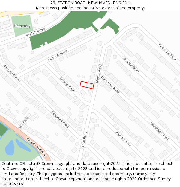 29, STATION ROAD, NEWHAVEN, BN9 0NL: Location map and indicative extent of plot