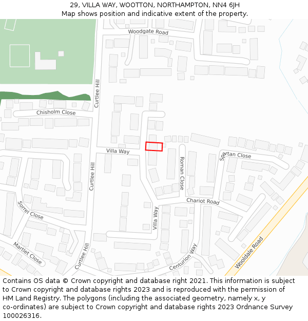 29, VILLA WAY, WOOTTON, NORTHAMPTON, NN4 6JH: Location map and indicative extent of plot