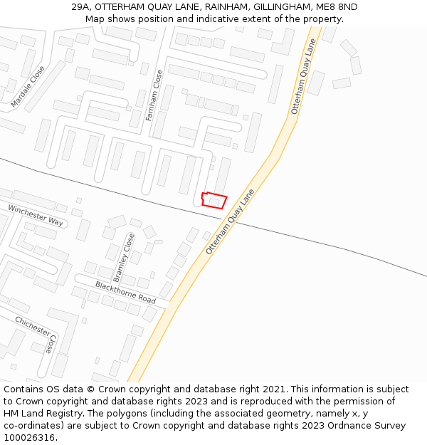 29A, OTTERHAM QUAY LANE, RAINHAM, GILLINGHAM, ME8 8ND: Location map and indicative extent of plot