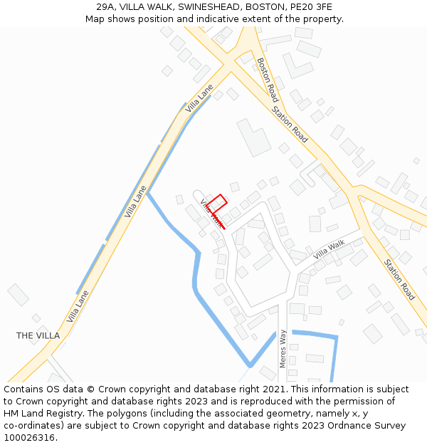 29A, VILLA WALK, SWINESHEAD, BOSTON, PE20 3FE: Location map and indicative extent of plot