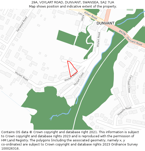 29A, VOYLART ROAD, DUNVANT, SWANSEA, SA2 7UA: Location map and indicative extent of plot